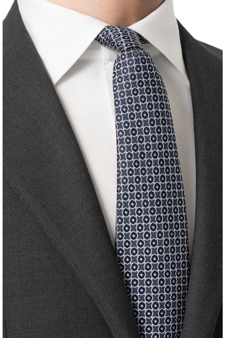 Geometric Silk Tie, Alternate, color, NAVY