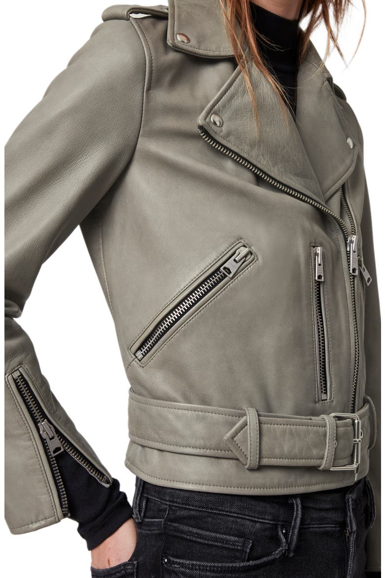 Balfern Leather Biker Jacket, Alternate, color, DUCK EGG BLUE