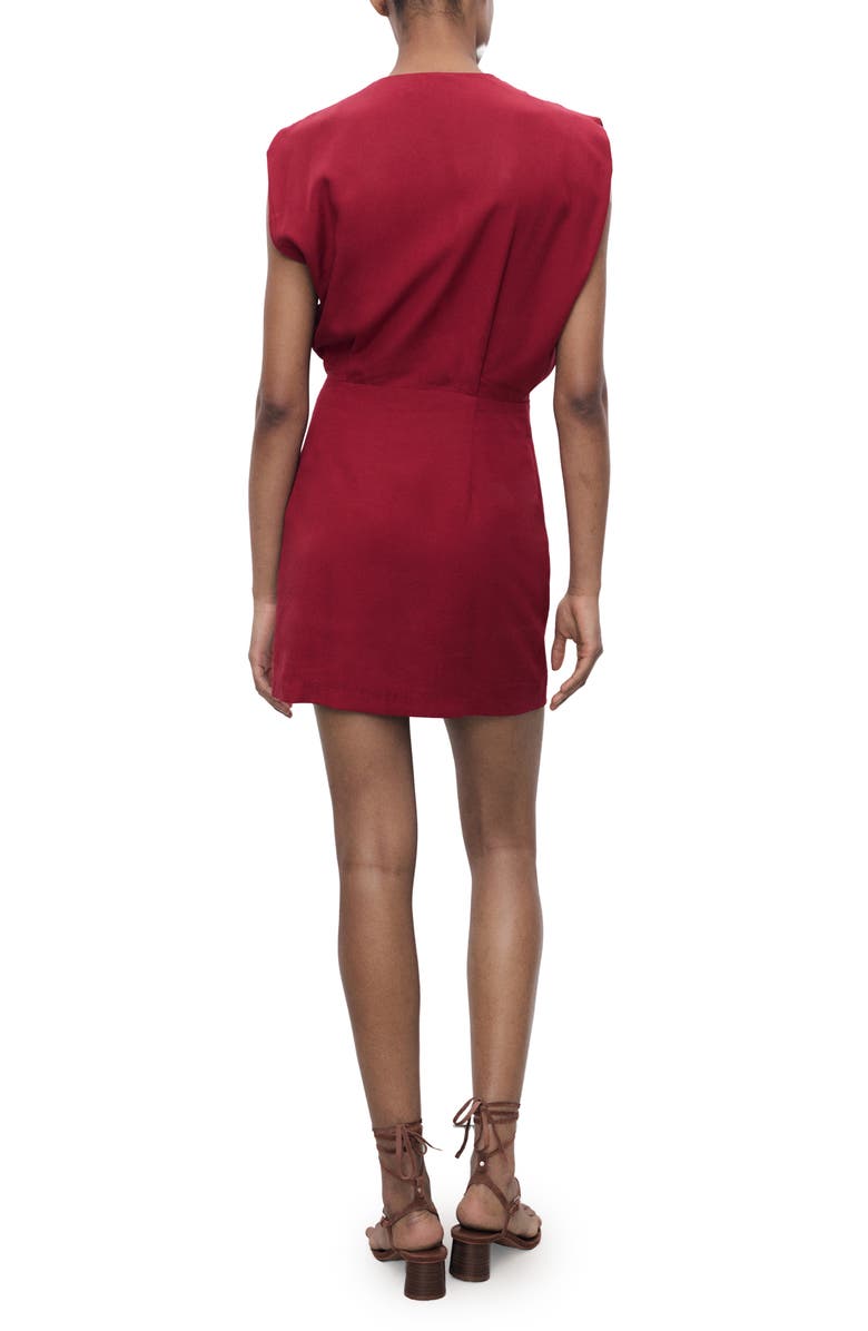 MANGO Vene Faux Wrap Dress, Alternate, color, Maroon
