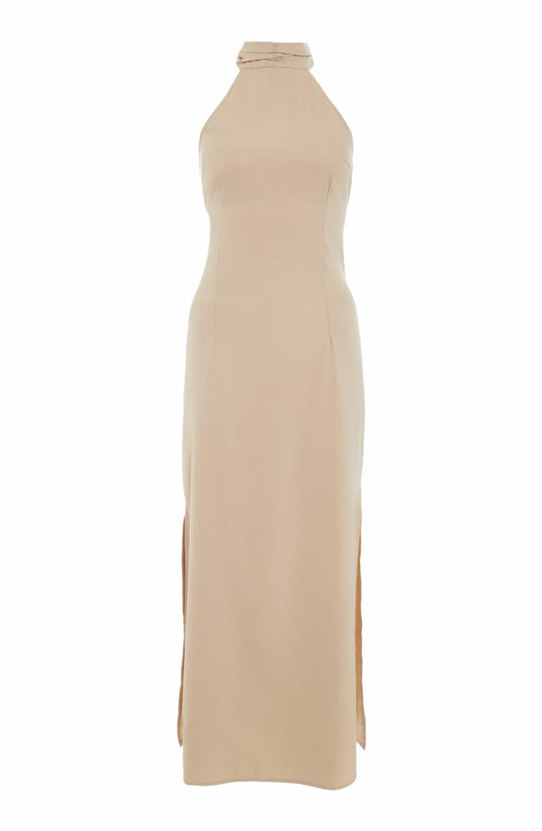 QUIZ Satin Halter Neckline Midi Dress, Alternate, color, 