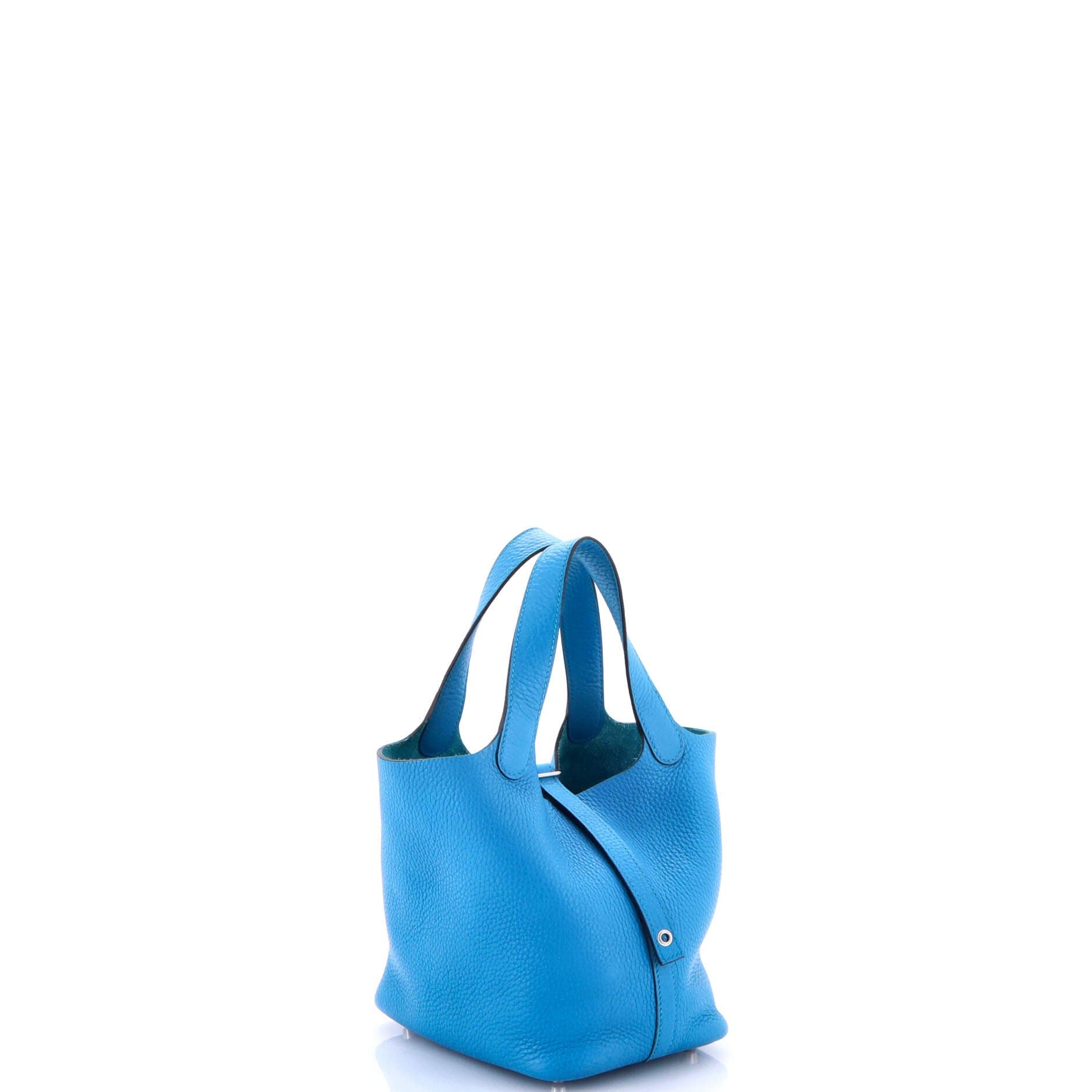 Pre-Owned Hermes Picotin Lock Bag Clemence PM, Alternate, color, Bleu Zanzibar