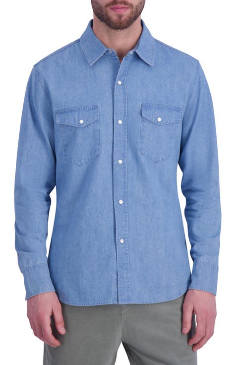Regular Fit Snap-Up Cotton Denim Shirt