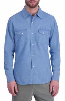 Regular Fit Snap-Up Cotton Denim Shirt