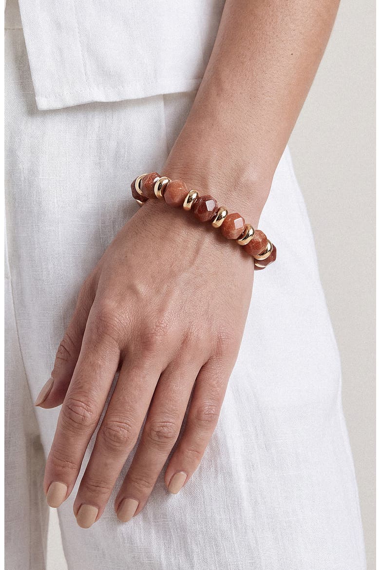 Beaded Stretch Bracelet, Alternate, color, BROWN