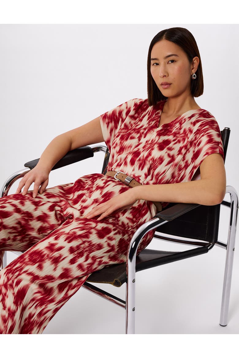 Blurred Floral Tie Jumpsuit, Alternate, color, Red/Multi