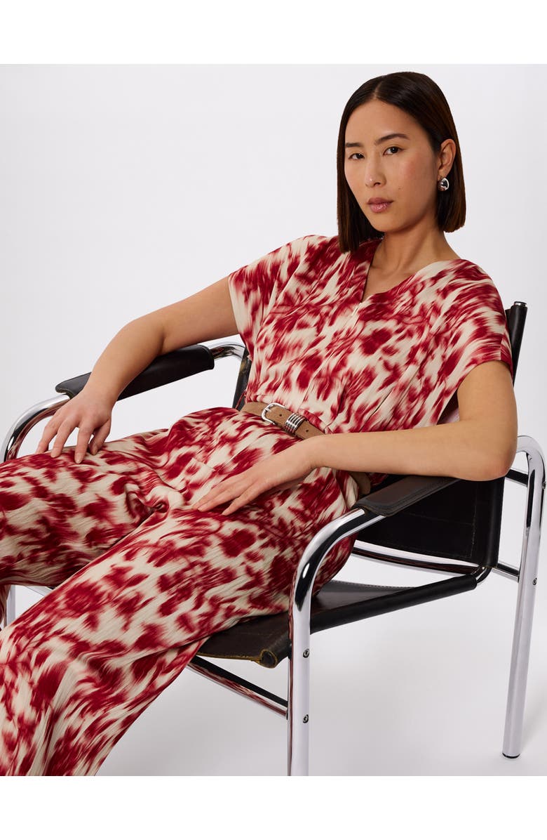 Whistles Blurred Floral Tie Jumpsuit, Alternate, color, Red/Multi