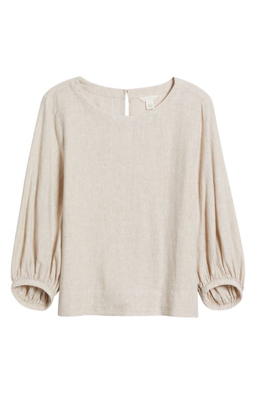 Caslonr Caslon(r) Balloon Sleeve Linen Blend Top In Flax