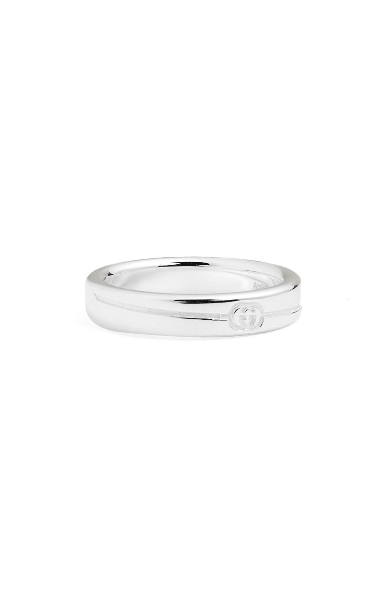 Gucci Interlocking-G Tag Sterling Silver Ring, Main, color, 