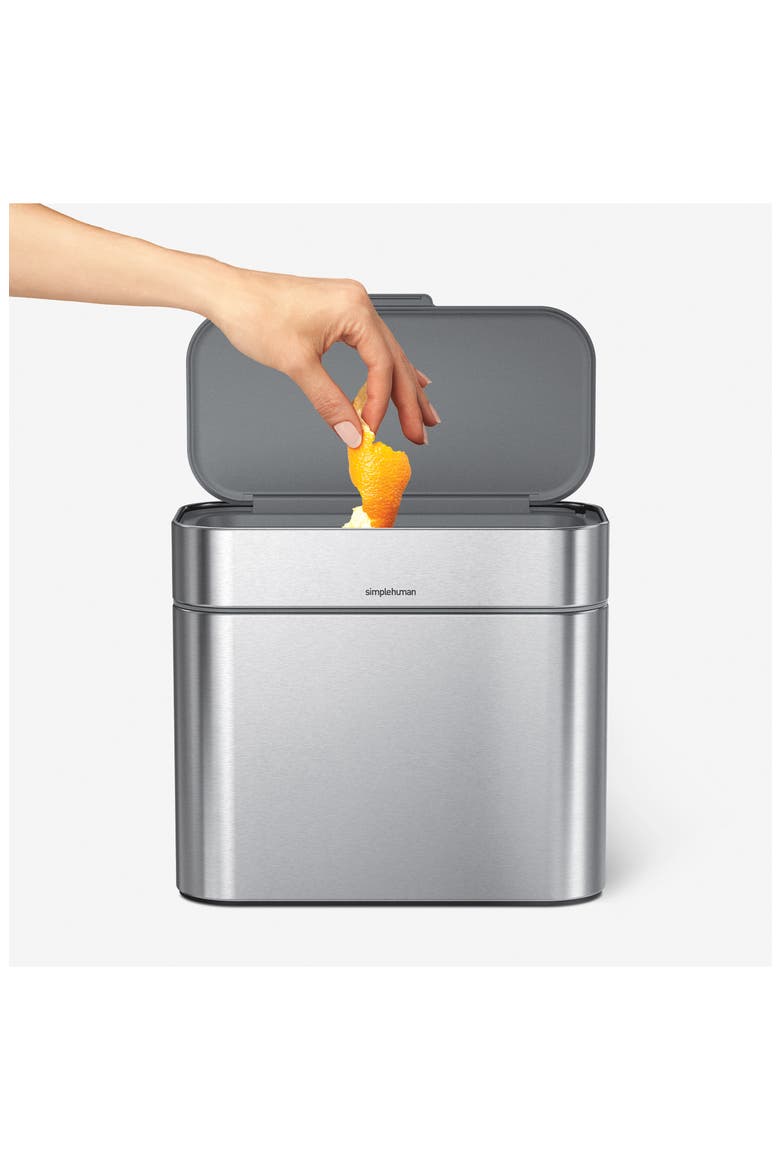 4L compost caddy, Main, color, BRUSHED STAINLESS STEEL
