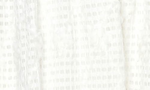 Melloday Textured Jacquard Puff Sleeve Midi Dress In White