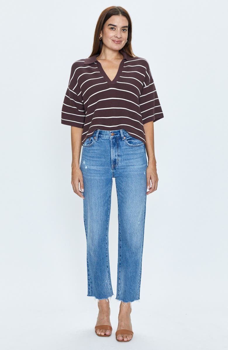 Pistola Charlie High Waist Frayed Ankle Straight Leg Jeans, Alternate, color, 