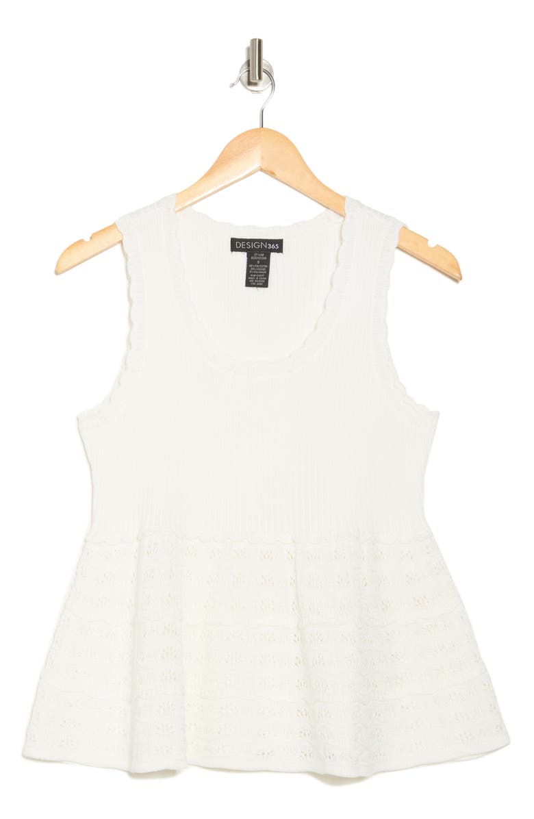 Design History Pointelle Peplum Sweater Tank, Alternate, color,