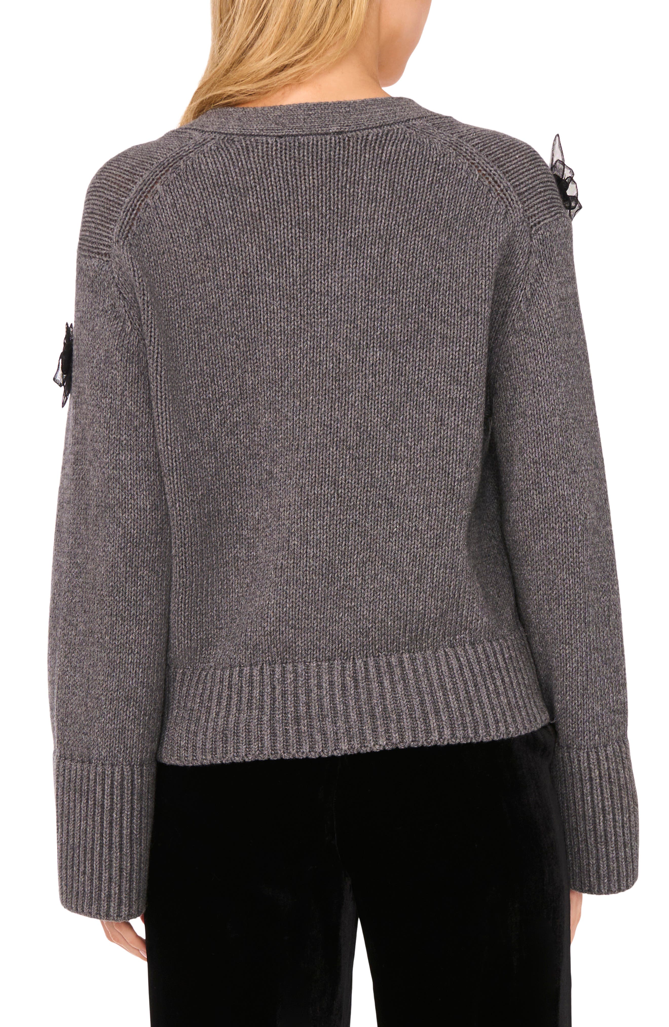 Mesh Floral Applique Cardigan - image 2