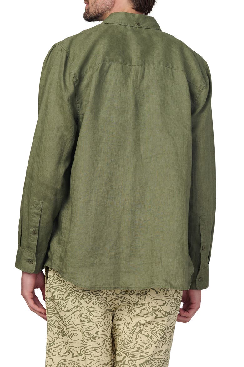 Jakob Linen Button-Up Shirt, Alternate, color, LICHEN