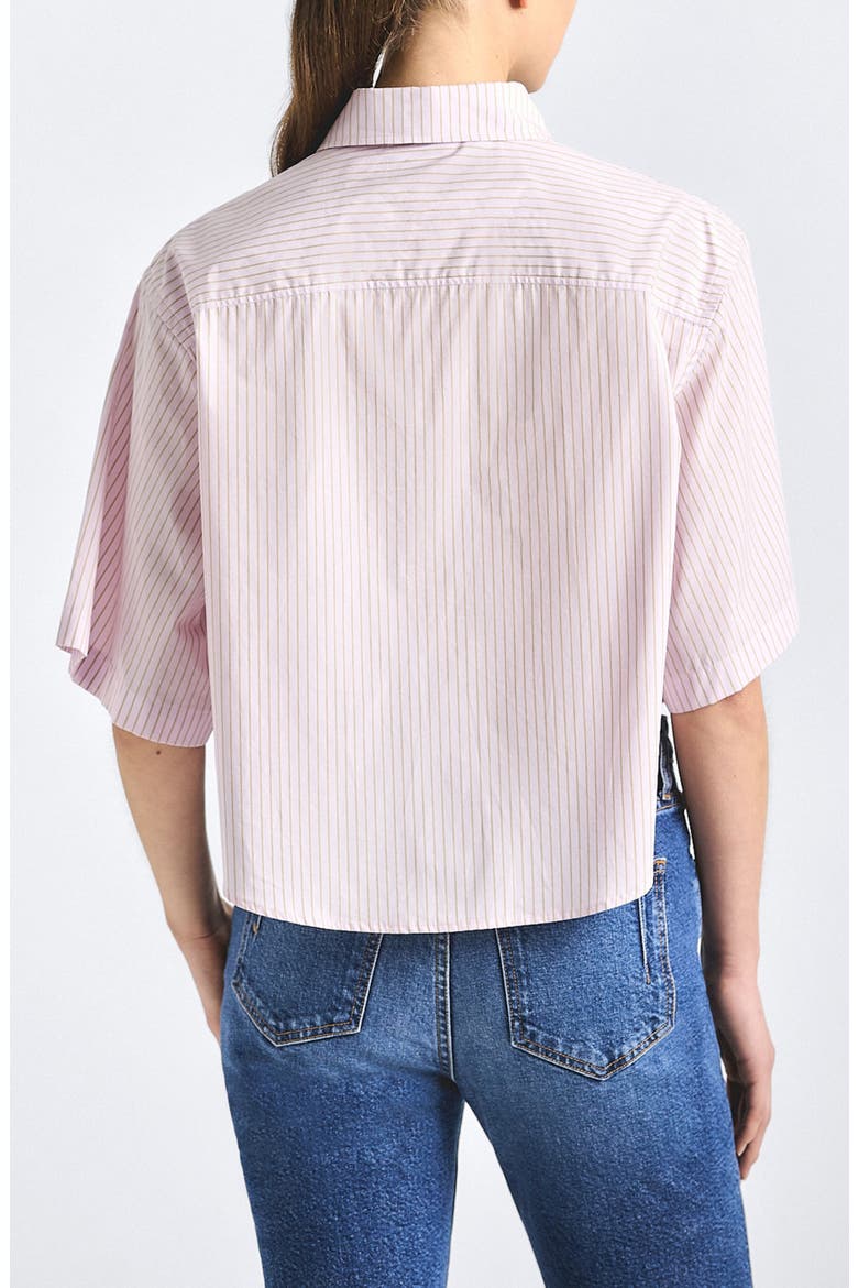 Ember Cropped Button-Up Shirt, Alternate, color, PINK STRIPE