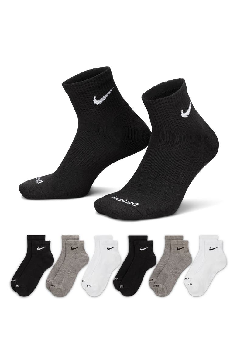 Nike 6-Pack Everyday Plus Cushioned Training Ankle Socks, Alternate, color, Grey Multi