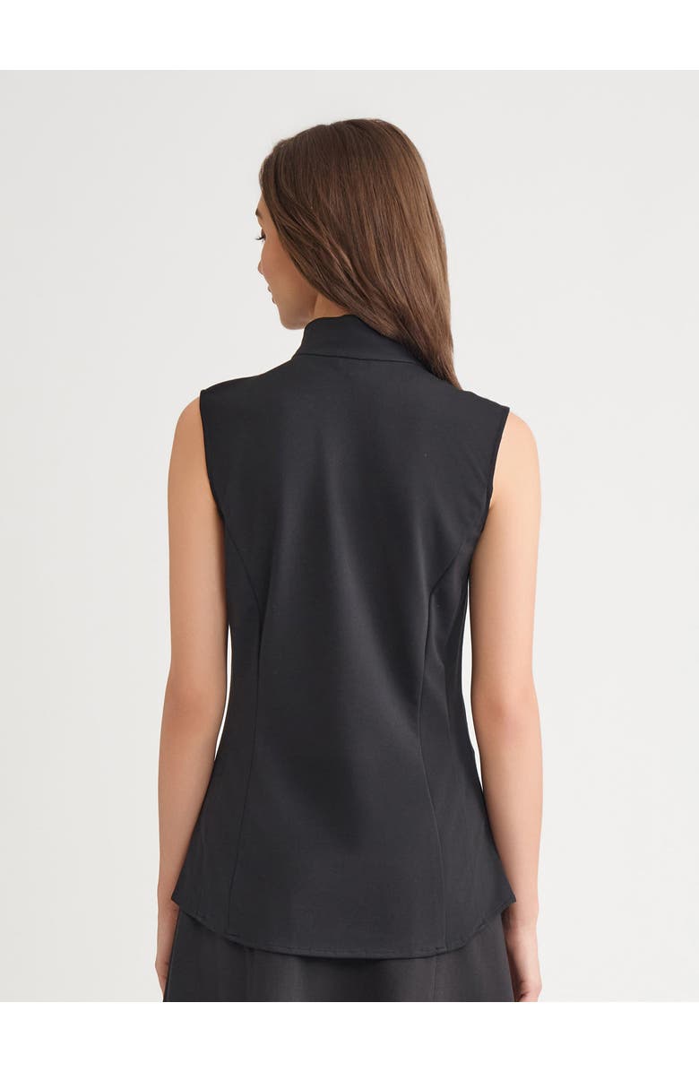 Misook Hi-Neck Sleeveless Pima Cotton Blouse, Alternate, color, Black