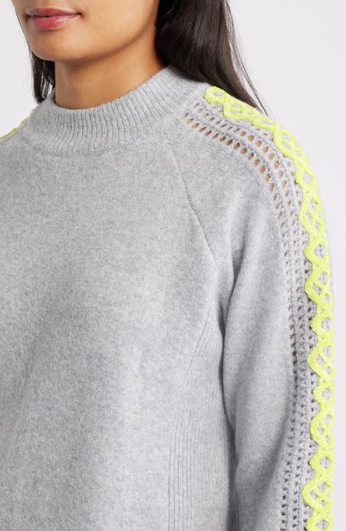 City Blues Embroidered Sleeve Mock Neck Sweater In Gray