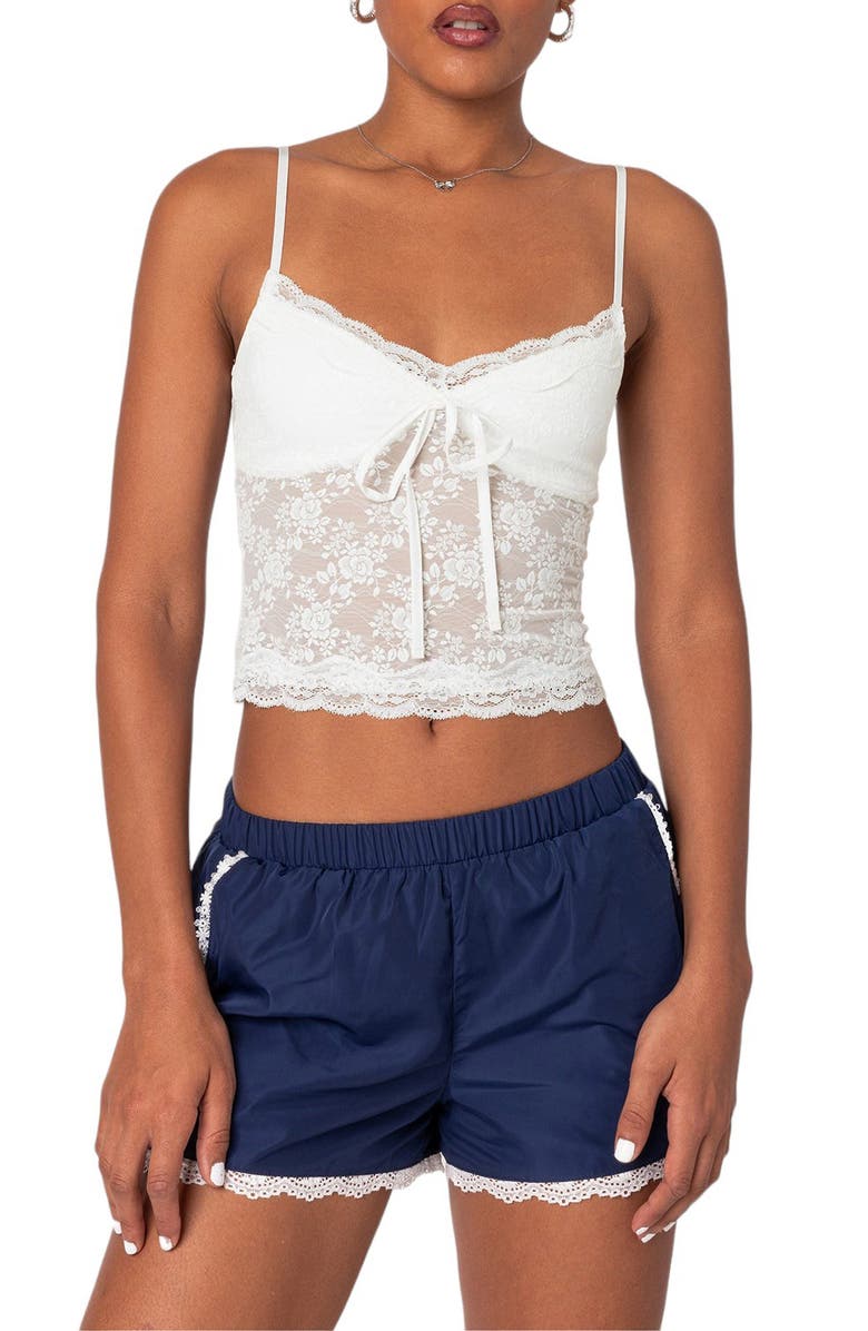 EDIKTED Lace Camisole, Main, color, White