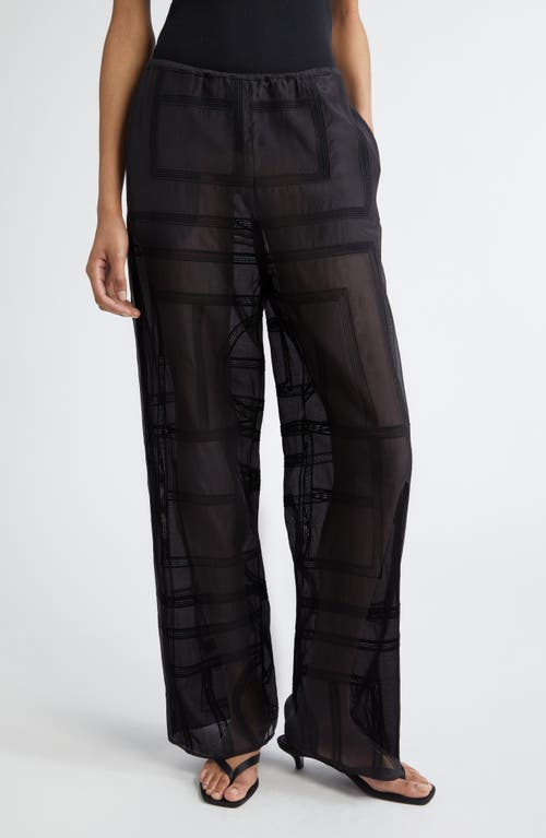 Totême Toteme Monogram Open Stitch Organic Cotton & Silk Pj Bottoms In Black