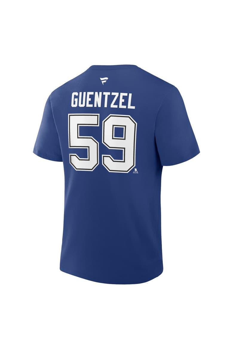 Men's Fanatics Jake Guentzel Blue Tampa Bay Lightning Authentic Stack Name & Number T-Shirt, Alternate, color, Blue
