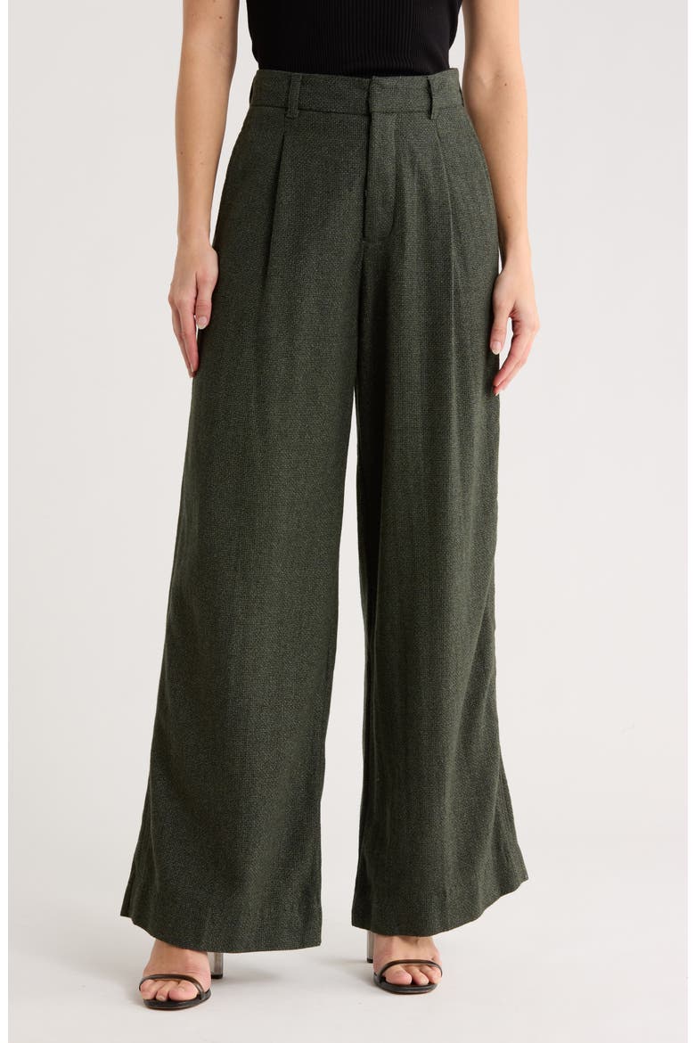 Hepburn Pleated Wool Blend Pants, Main, color, EVERGREEN