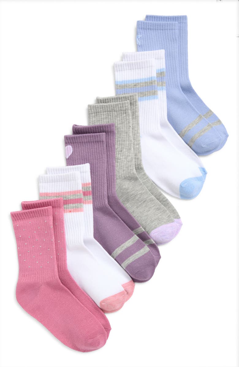 Capelli New York Kids' Tonal Icons Assorted 6-Pack Crew Socks, Main, color, Pink Combo