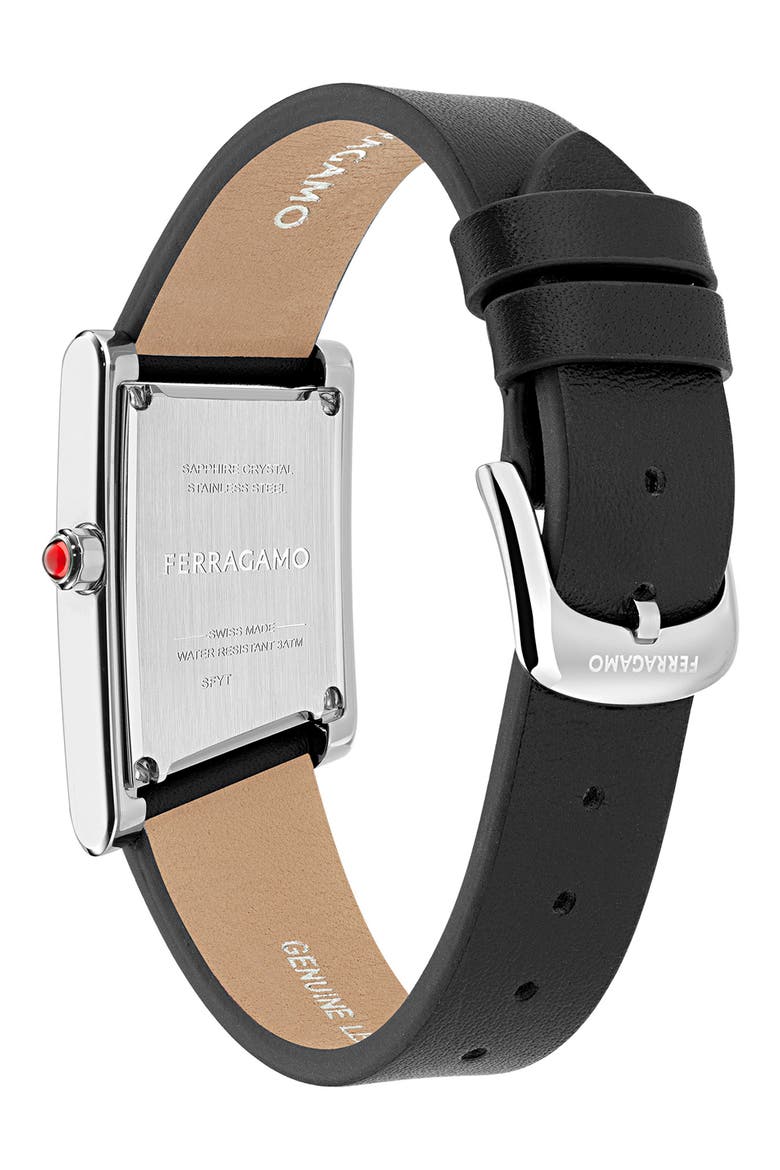 Asymetrique Leather Strap Watch, 22mm x 36mm, Alternate, color, STAINLESS STEEL