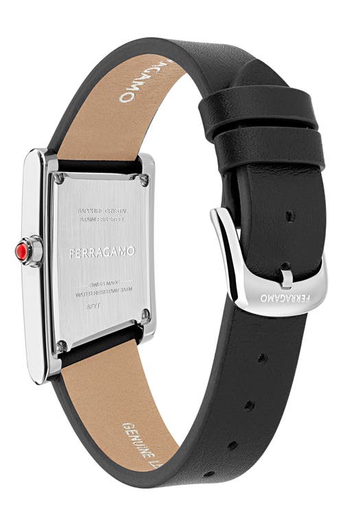 Ferragamo Women's Swiss Asymetrique Black Leather Strap Watch 22x36mm In Stainless Steel