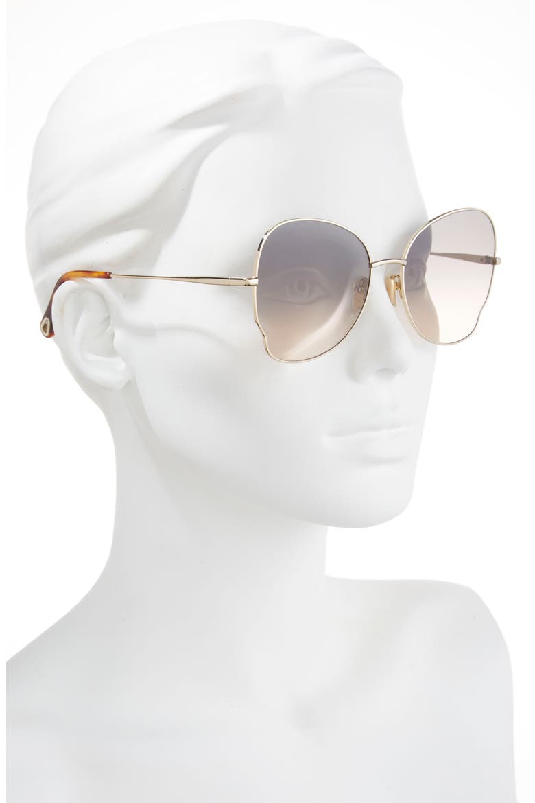 59mm Butterfly Sunglasses, Alternate, color, GOLD GOLD BROWN