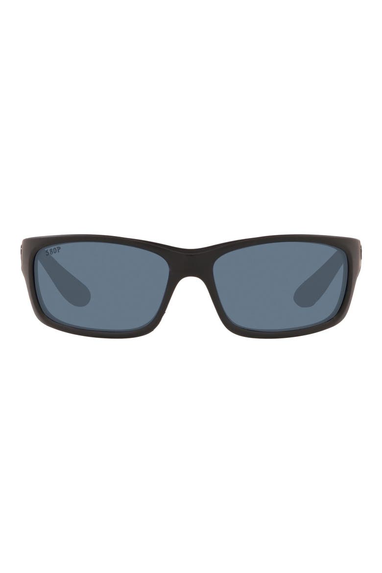 62mm Polarized Wraparound Sunglasses, Main, color, BLACK
