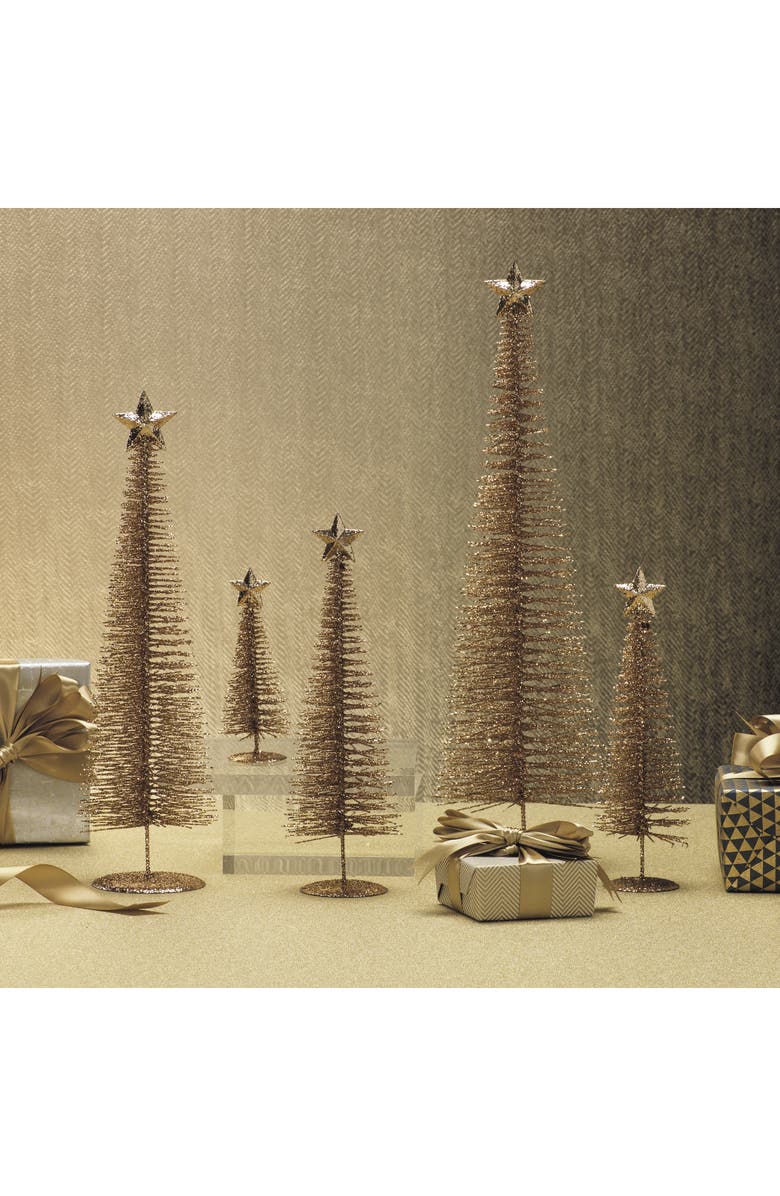 Zodax Treasure Mountain Set of 3 Twenty-Inch Gold Tree Decorations, Alternate, color, Gold