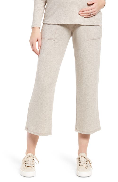 Maternal America Wide Leg Crop Maternity Pants in Oatmeal 