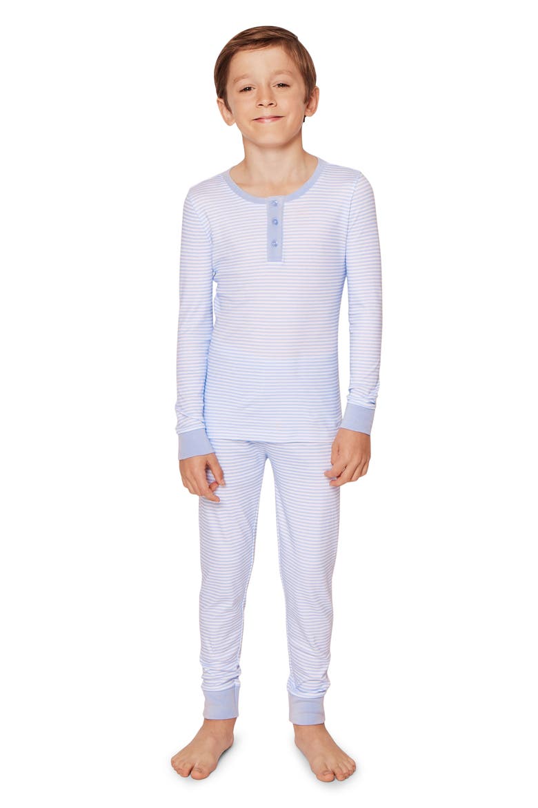 Stripes Fitted Pajamas, Alternate, color, BLUE