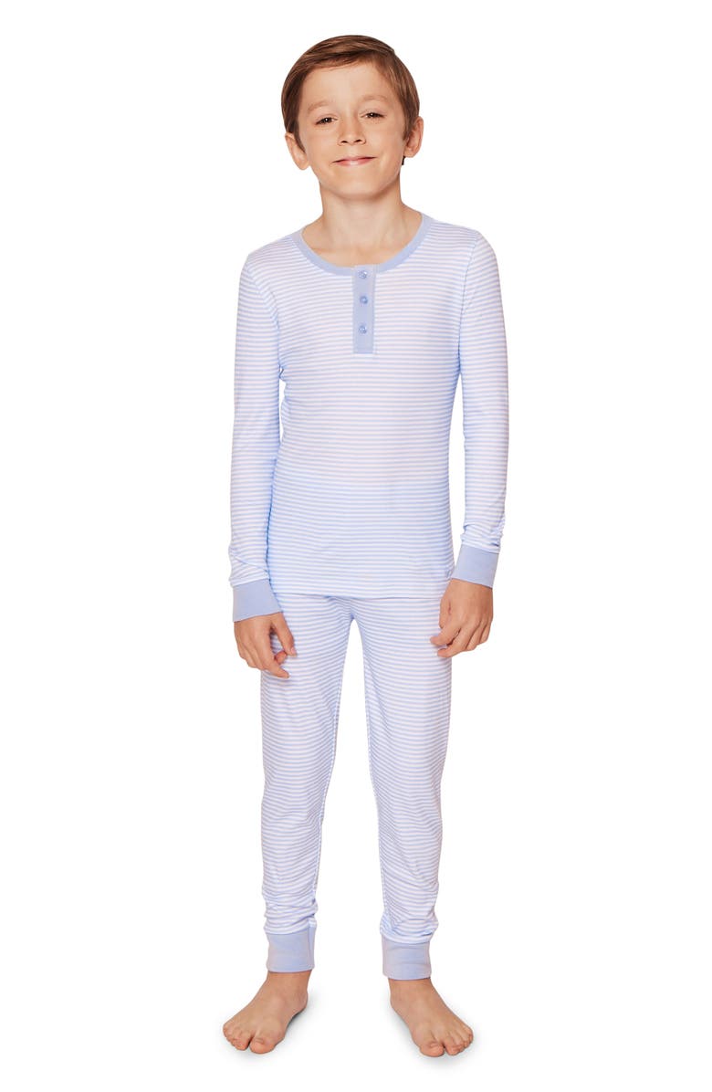 Petite Plume Kids' Fitted Pima Cotton Pajamas, Alternate, color, Blue