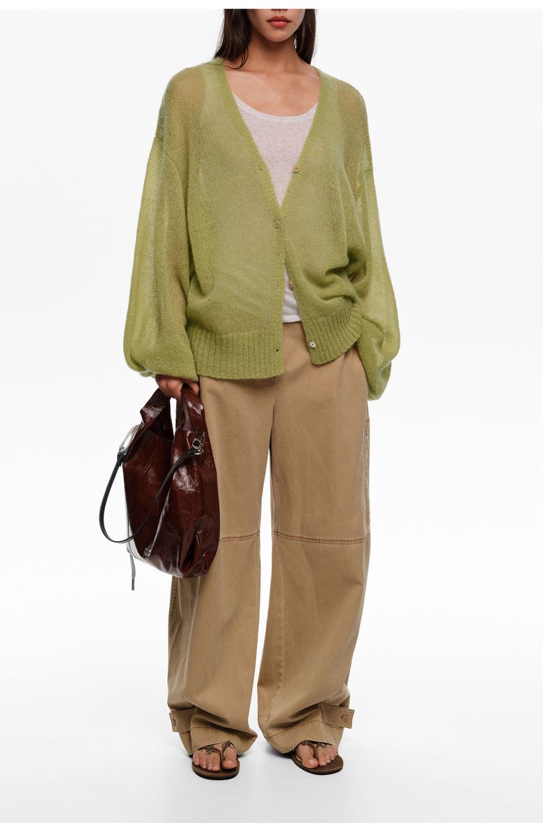 Bimba y Lola Mohair And Wool Long Cardigan, Alternate, color, Green