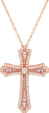 Queen Jewels Sterling Silver CZ Cross Pendant Necklace