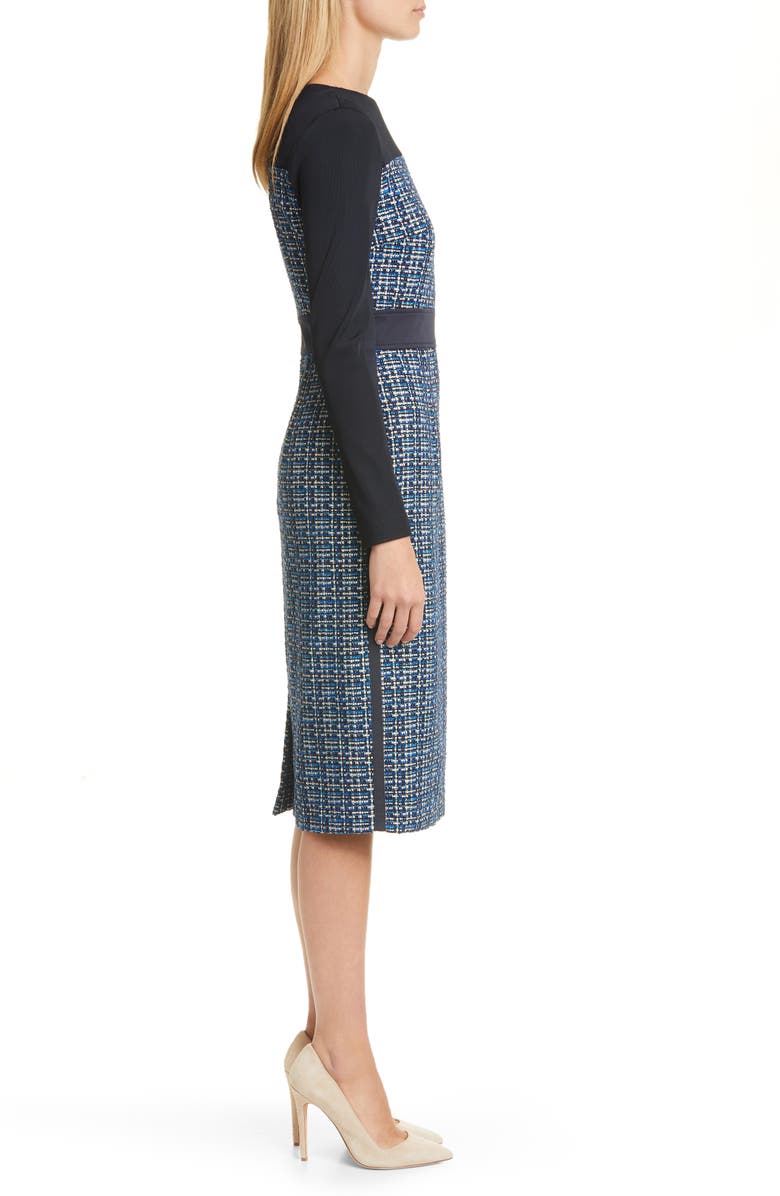 BOSS Danopus Long Sleeve Tweed Sheath Dress, Alternate, color, 