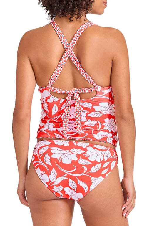 Tommy Bahama Island Cays Fiori Reversible Tankini Top In Citrus Coral Reversible