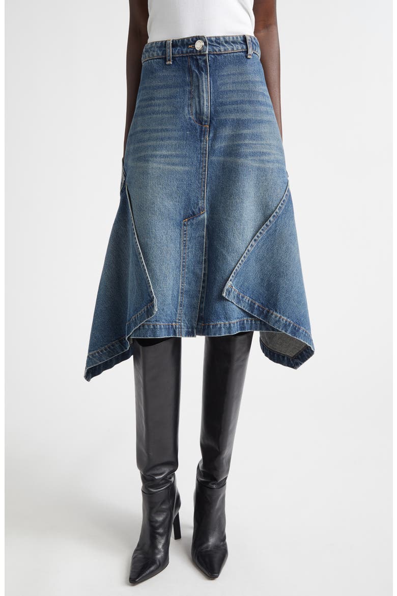 The Frankie Denim Cascade Skirt, Main, color, DAKOTA WASH