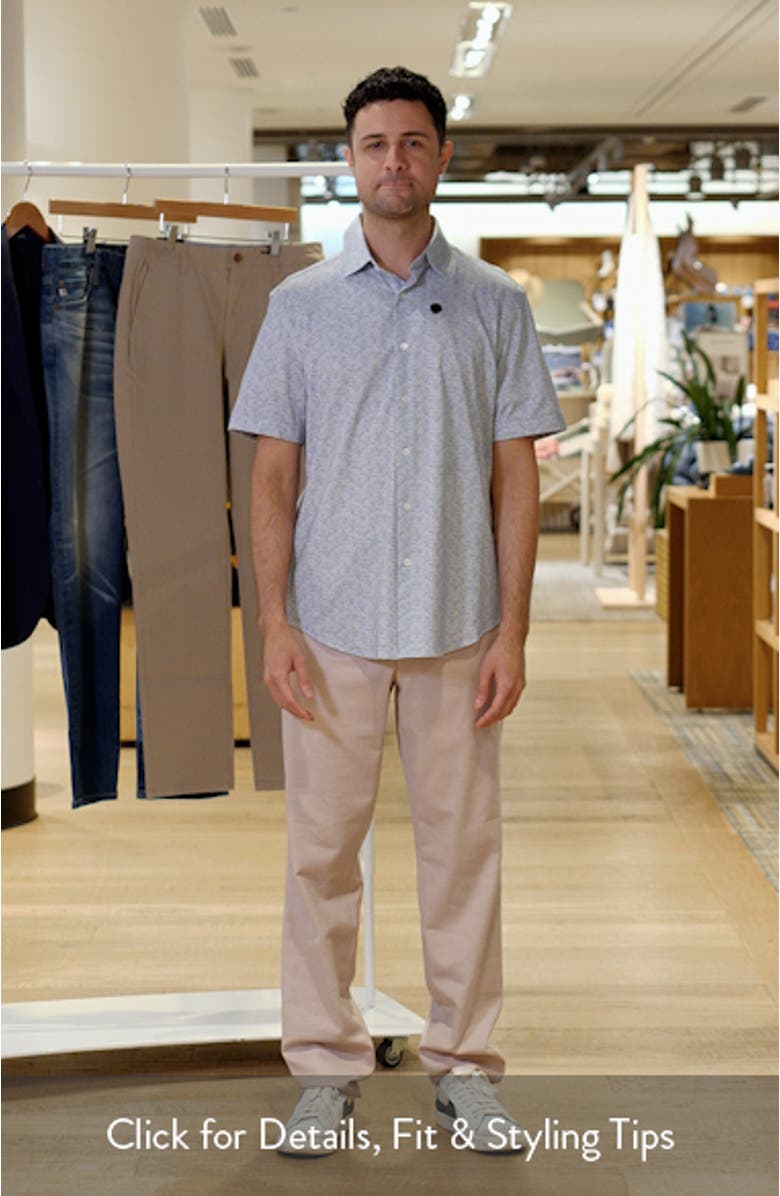 Miles OoohCotton<sup>®</sup> Geo Print Short Sleeve Button-Up Shirt, sales video thumbnail