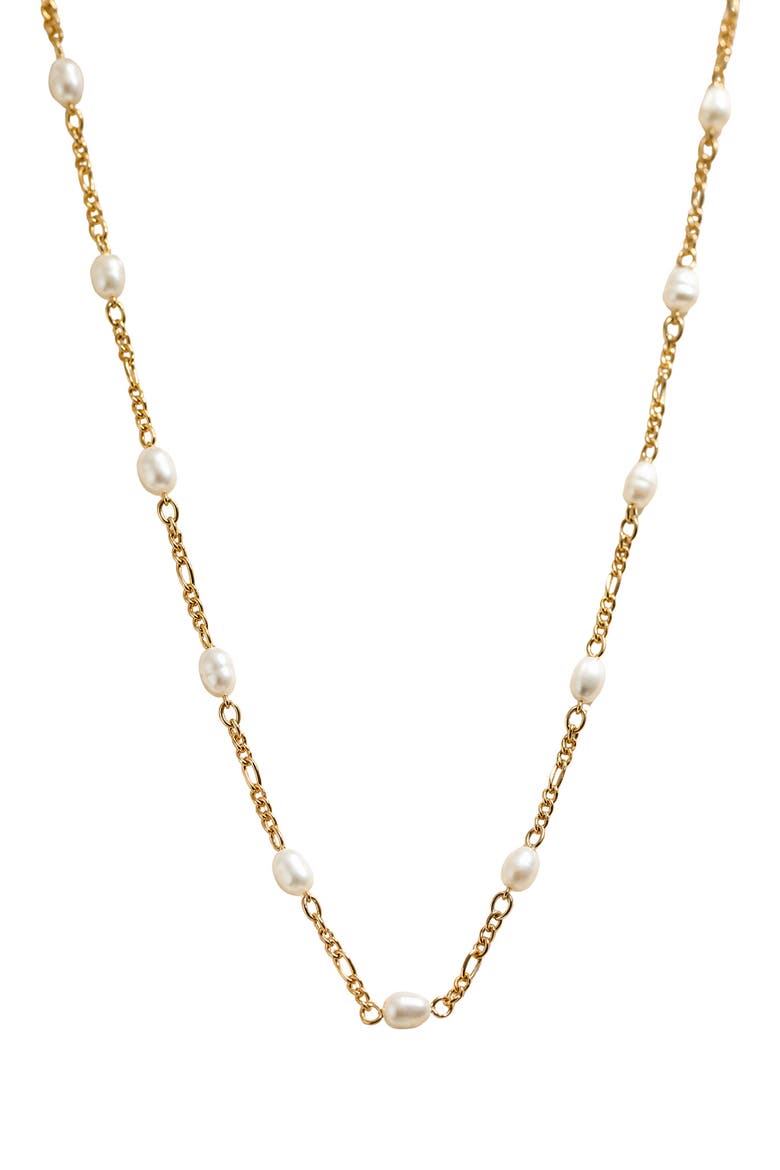 Freshwater Pearl Figaro Chain Necklace, Main, color, GOLD/ PEARL