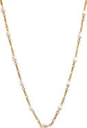 Argento Vivo Sterling Silver Freshwater Pearl Figaro Chain Necklace