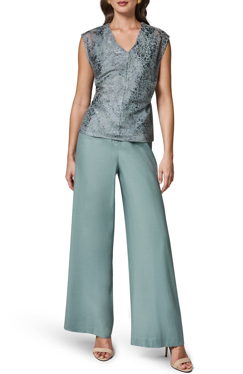 Donna Karan New York Dot Burnout V-Neck Top, Alternate, color, 