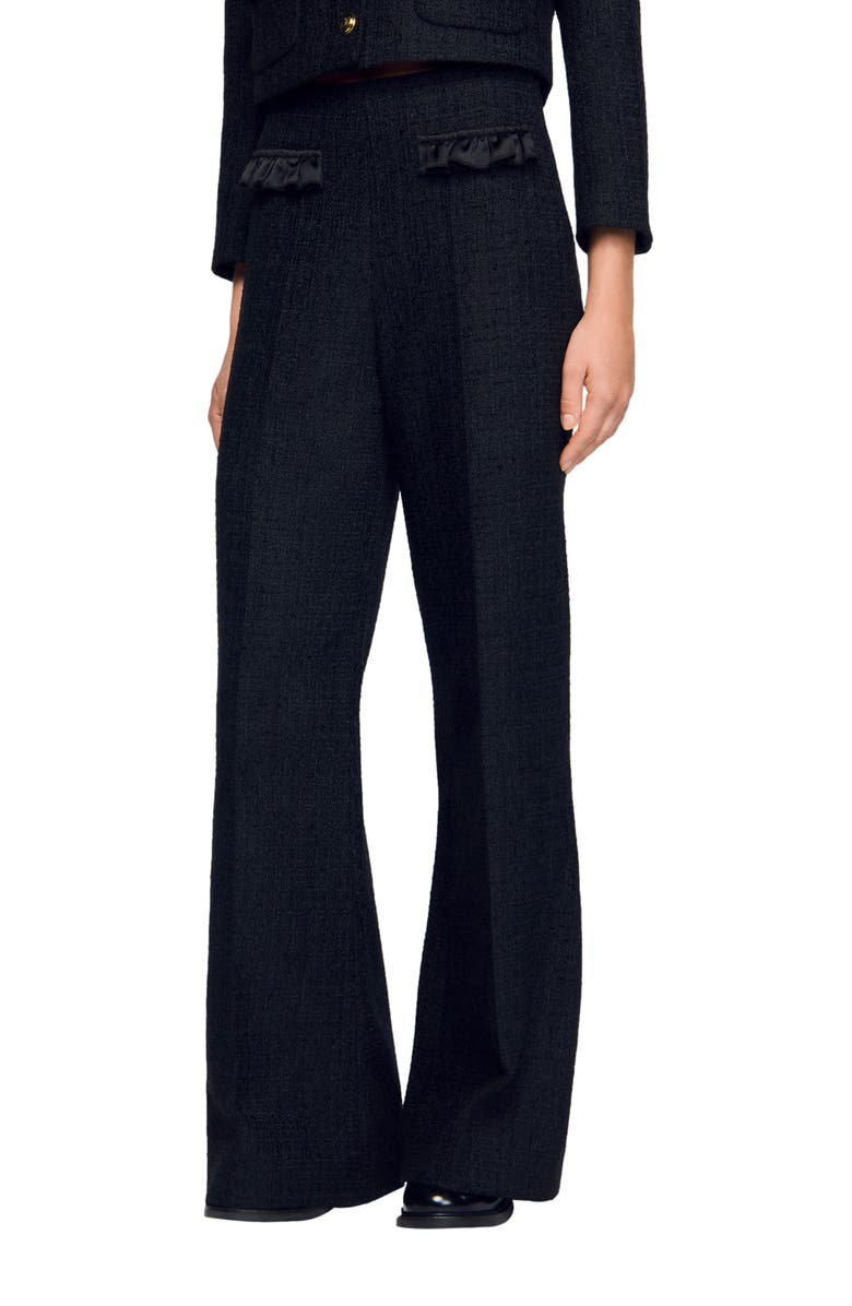 SANDRO Tweed suit trousers, Main, color, Black