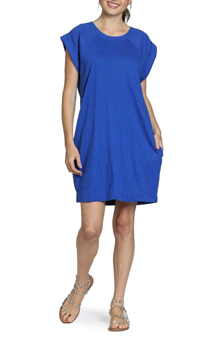 APNY Raglan Cap Sleeve Cotton Shift Dress, Main, color, Dazzling Blue