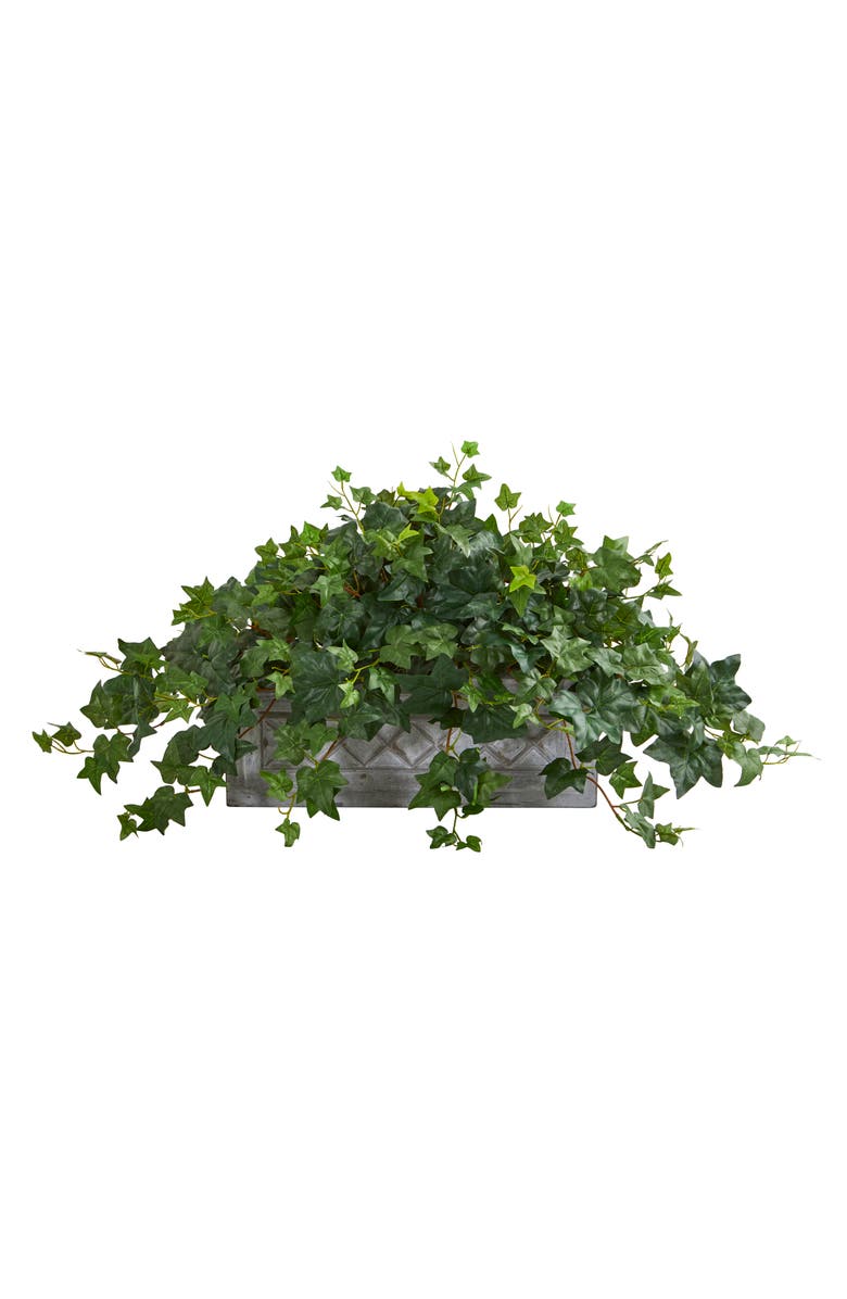 NEARLY NATURAL Puff Ivy Artificial Plant in Stone Planter, Main, color, Red