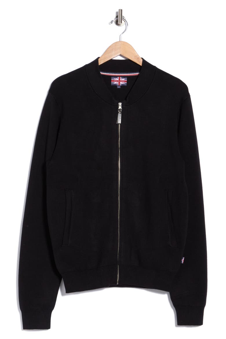 Baseball Collar Full Zip Fleece Cardigan, Main, color, BLACK