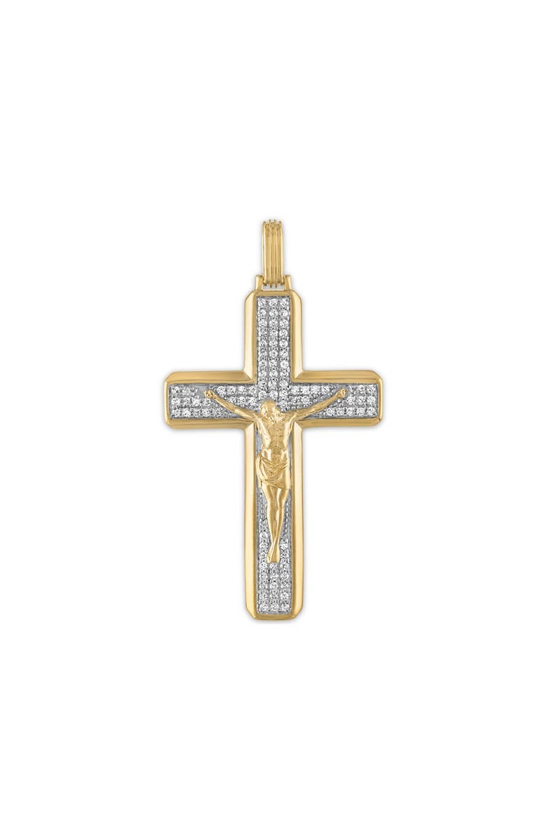 Esquire Men's Cubic Zirconia Cross Pendant, Main, color, Gold Plated Sterling Silver