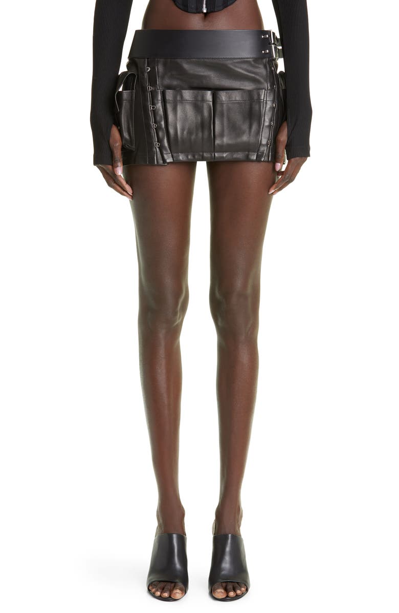 Dion Lee Tool Belt Leather Miniskirt, Main, color, 